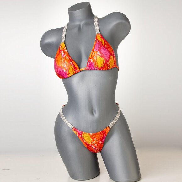 Orange and Pink Snake Print NPC Competition Bikini Suit - Picture 1 of 2